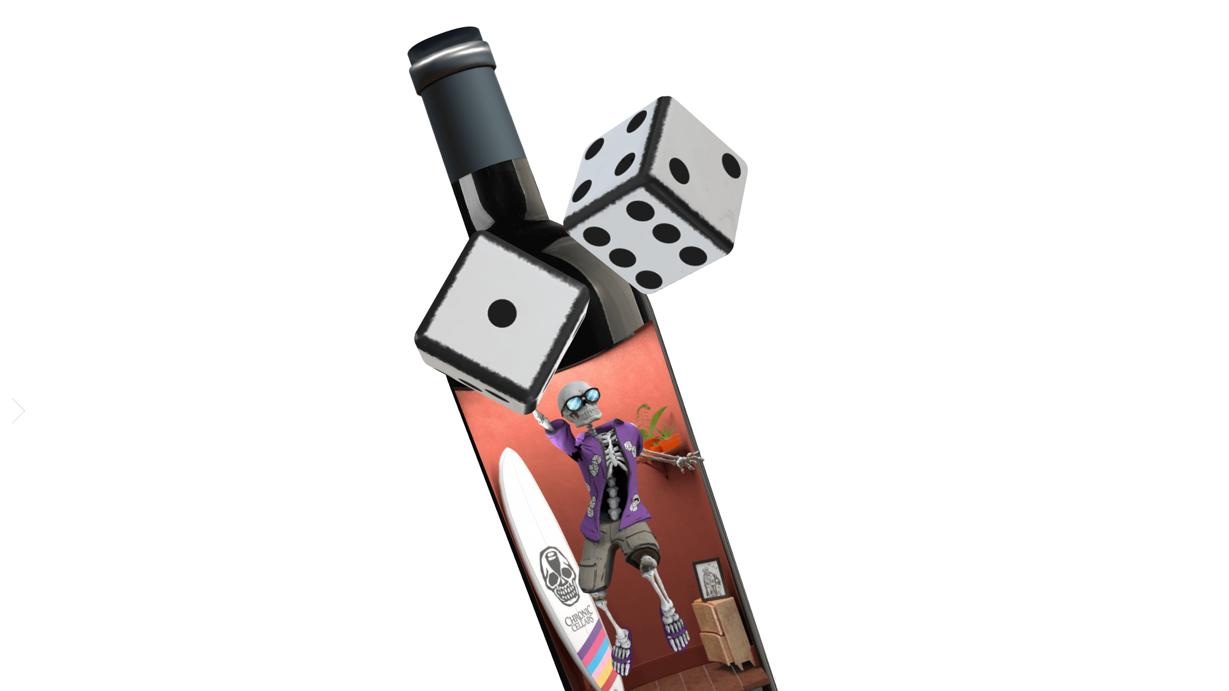 Chronic Cellars - Unique Asset Gallery - 3D D - Wine Bottle - World - Photo Frame - Surf board - Dice