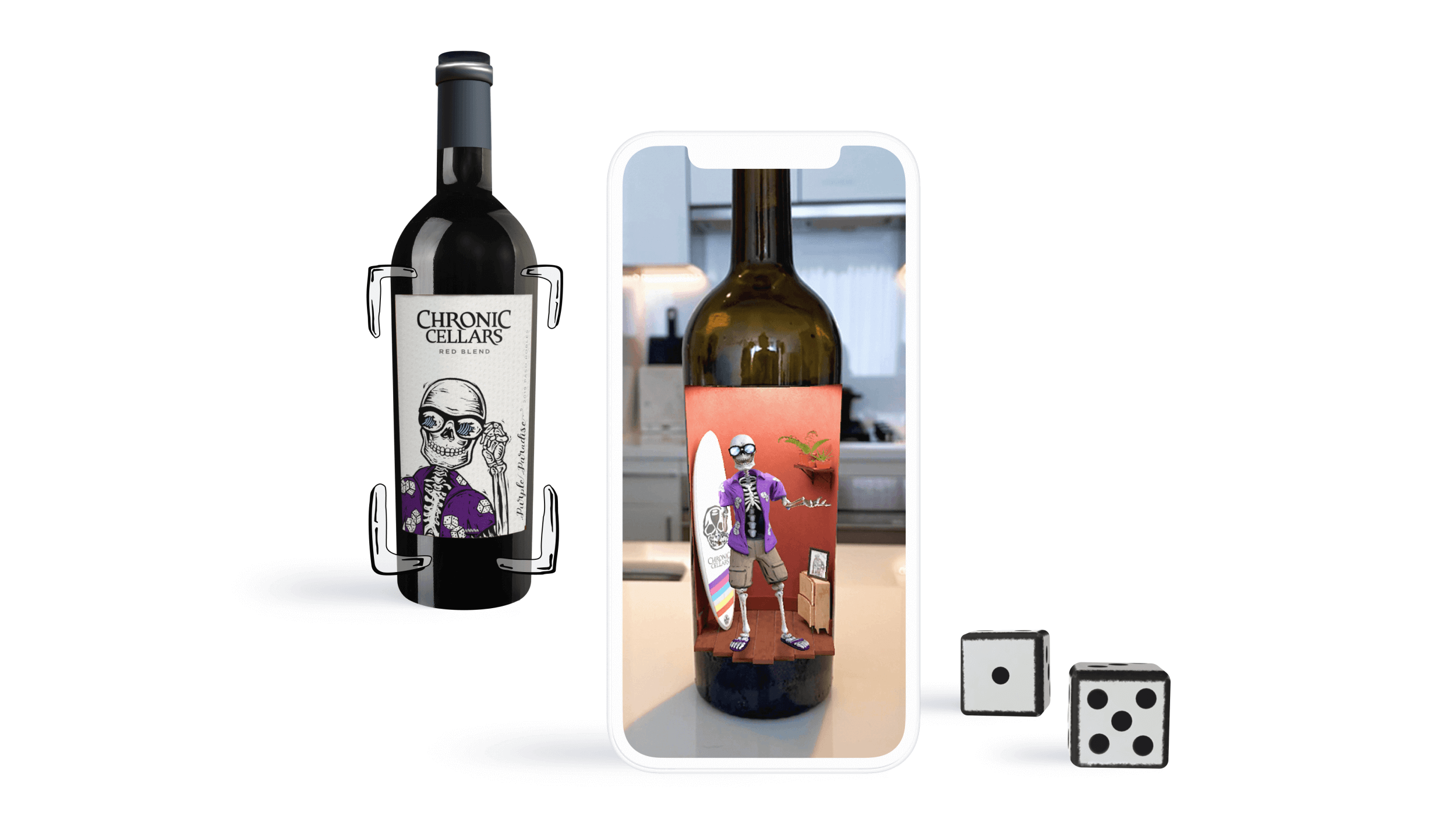 Chronic Cellars - Experience - Tracking image - Dice - Skeleton - Camera Feed