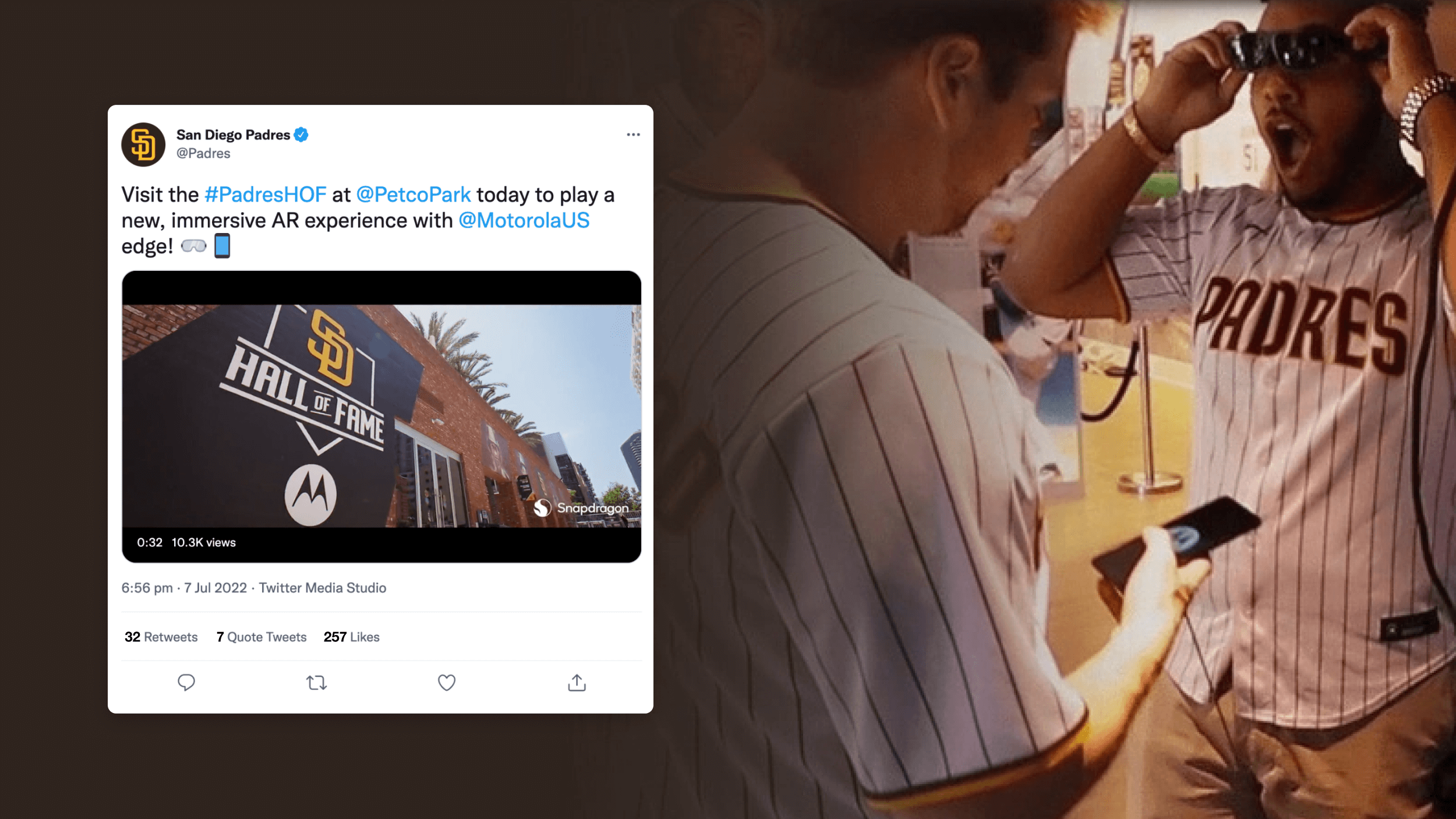 Motorola - Post project - Twitter post - Padres - Hall of Fame - Experience