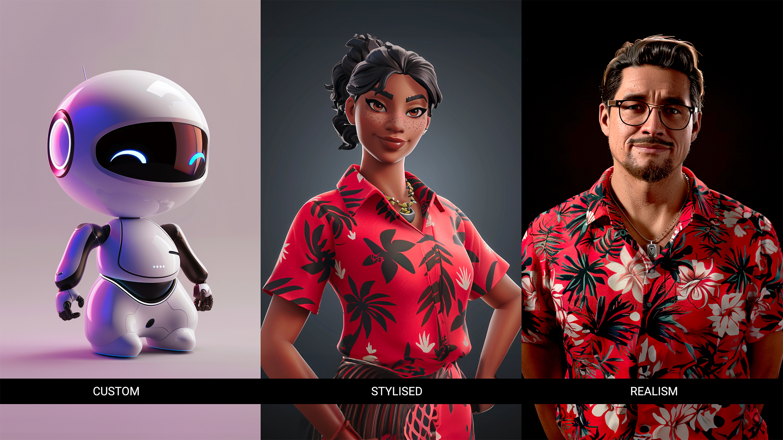 3 Different Style Types of AI Avatars
