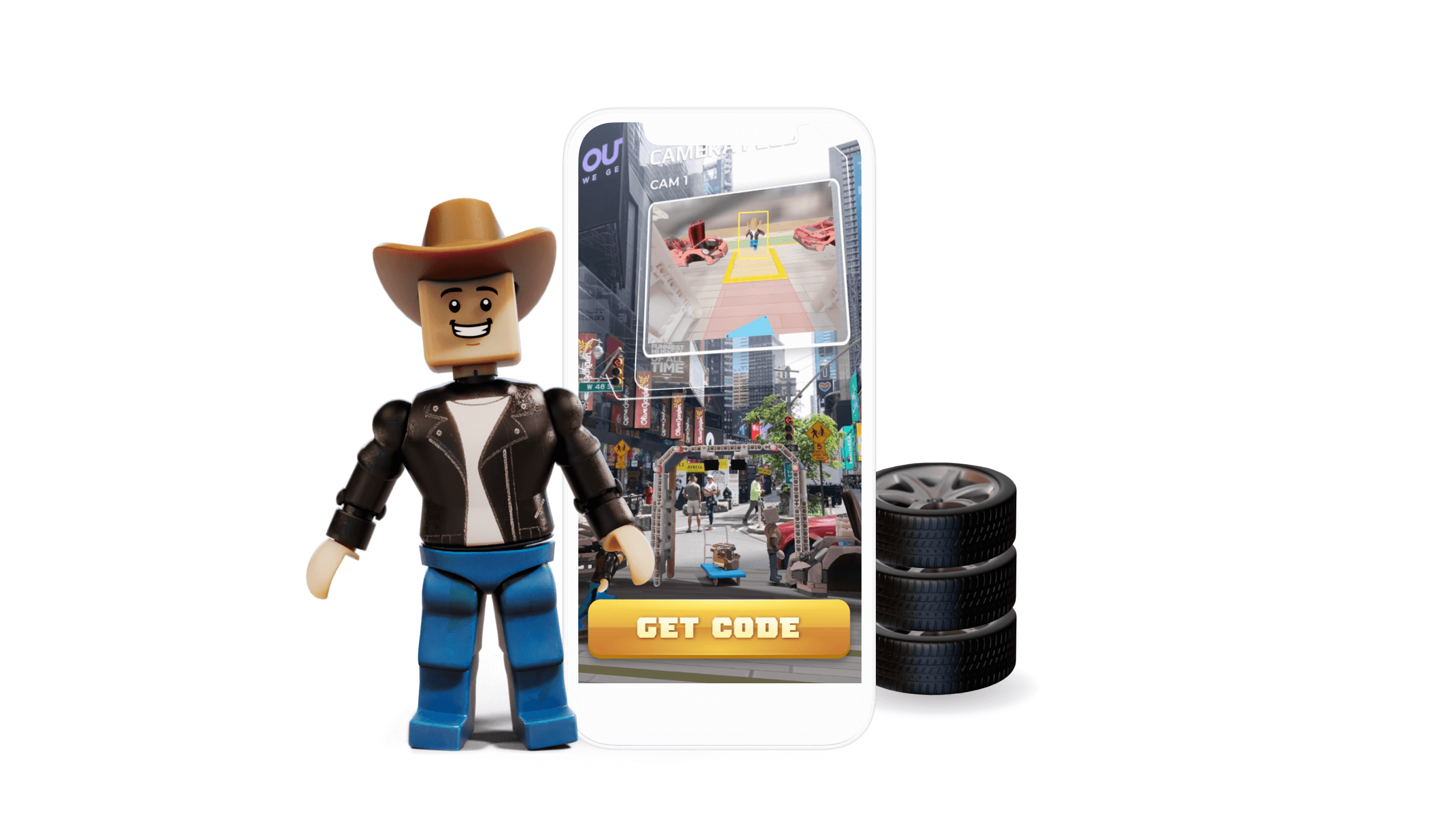 Intel - Experience - AR - Augmented Reality - Tyres - UI - CTA - GET CODE - Chuck - Cowboy - Player